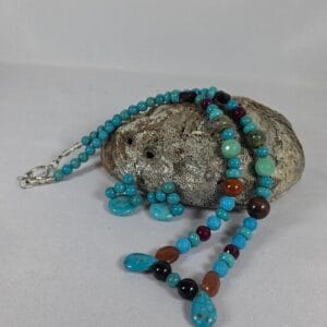Handmade Multi-Gemstone Statement Necklace & Earring Set Turquoise Magnesite NEW