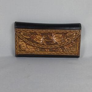 Vintage Prince Gardner Hand Tooled Floral Leather Long Clutch Wallet Organizer