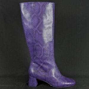 Larroudé Kate Purple Snake Print Leather Boot Size 6 Womens