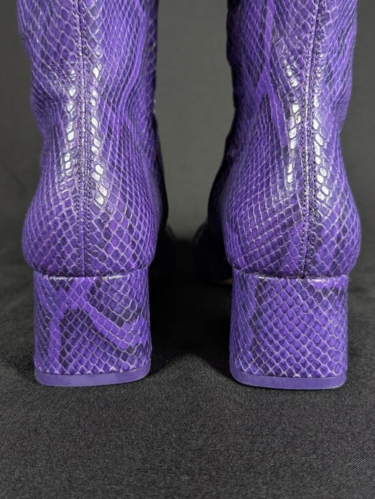 2048 29b680ba b418 4119 b69a 974cc0aa05fc 1781590651748 268367647.jpeg Larroudé Kate Purple Snake Print Leather Boot Size 6 Womens