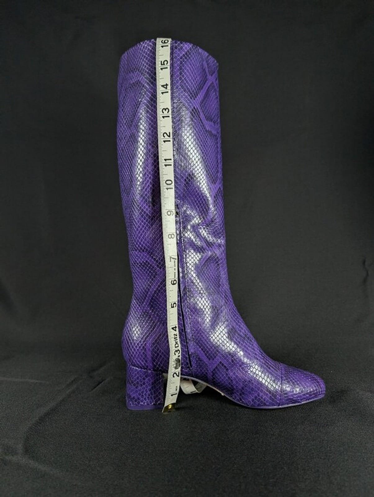 2048 29b680ba b418 4119 b69a 974cc0aa05fc 1781590653135 920417600.jpeg Larroudé Kate Purple Snake Print Leather Boot Size 6 Womens