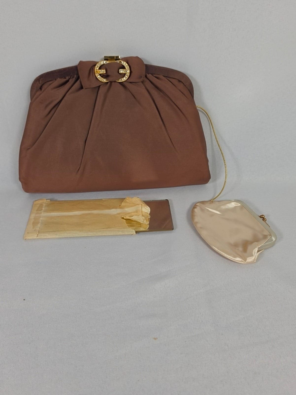 2048 38959b9e 5523 4b98 a9fc 3aea9226a969 1781591300804 669286390.jpeg Ingber Rhinestone Clasp Evening Clutch Brown Satin Small Women The Hook