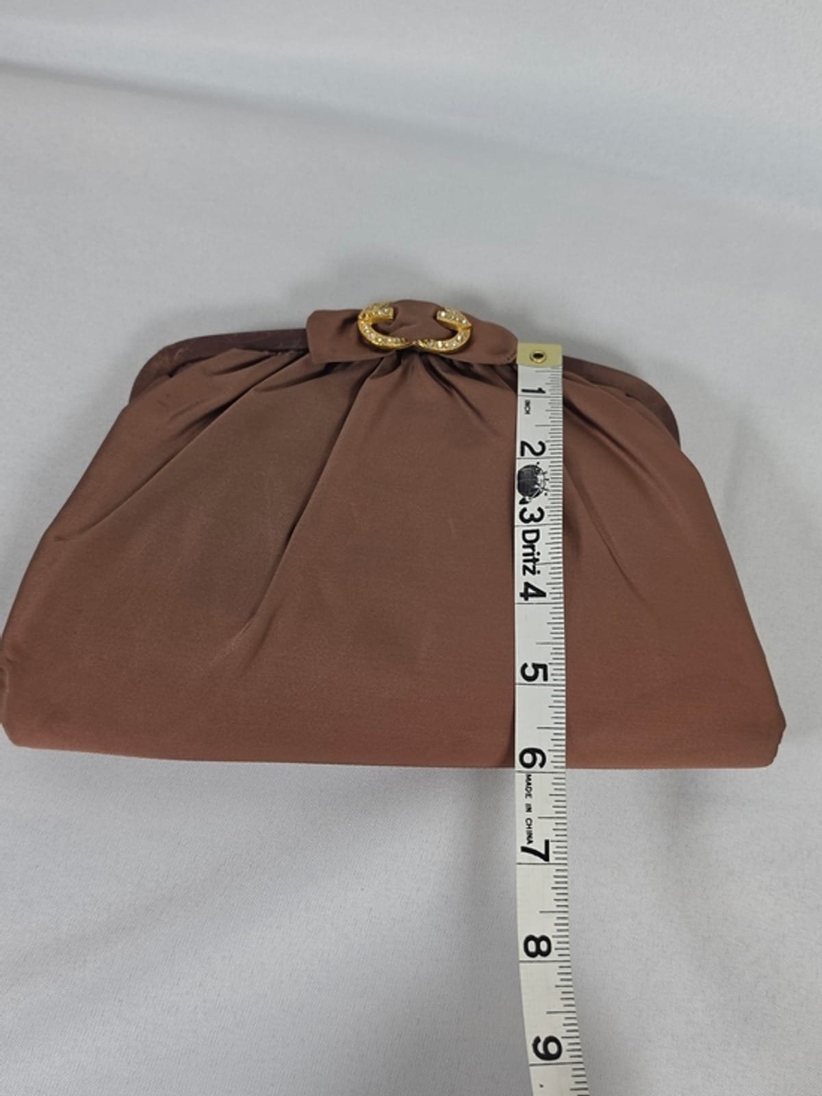 2048 38959b9e 5523 4b98 a9fc 3aea9226a969 1781591304142 908615483.jpeg Ingber Rhinestone Clasp Evening Clutch Brown Satin Small Women The Hook