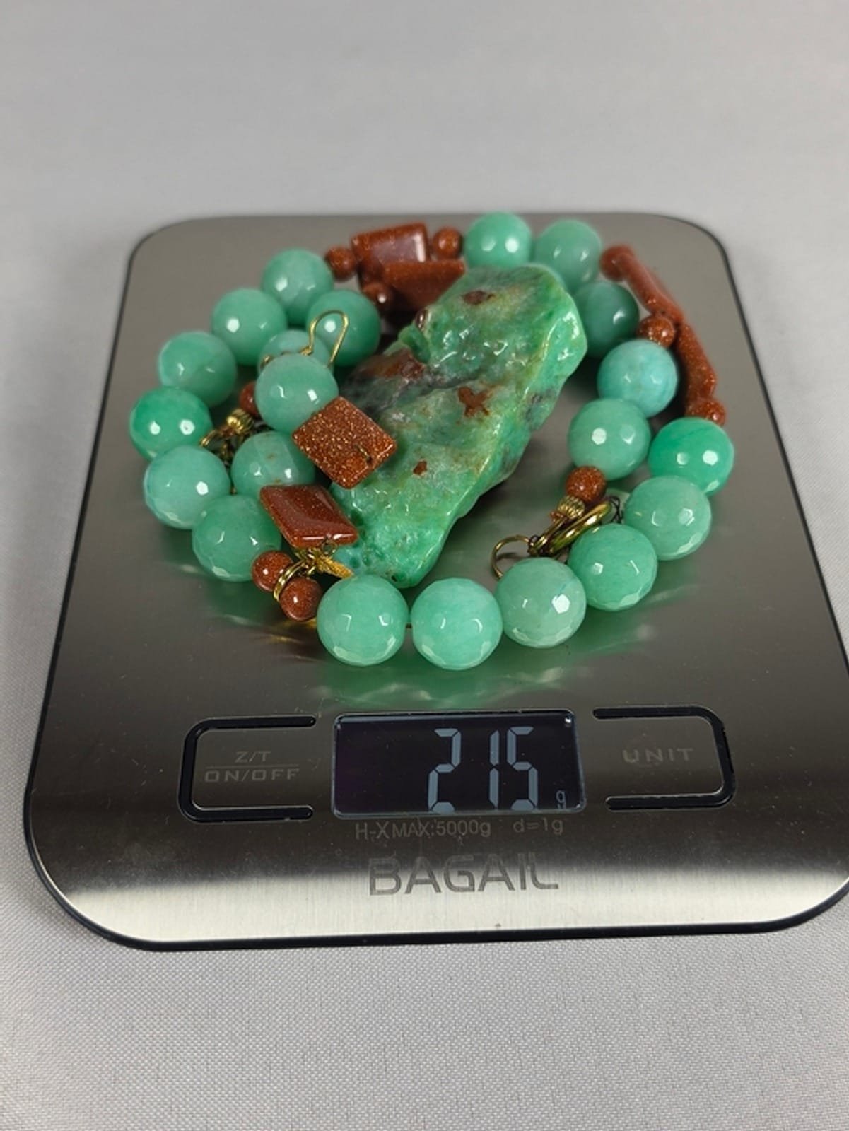 2048 39a8cb55 14f6 48ae 9539 27aa8a336cc7 1781590876265 632749990.jpeg Handmade Apple Green Chrysoprase Goldstone Statement Necklace Earring Set NEW 