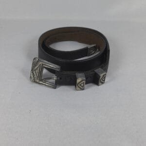 L.K.E.E. Sterling Silver Navajo Style Ranger Belt Black Leather 28 Vintage