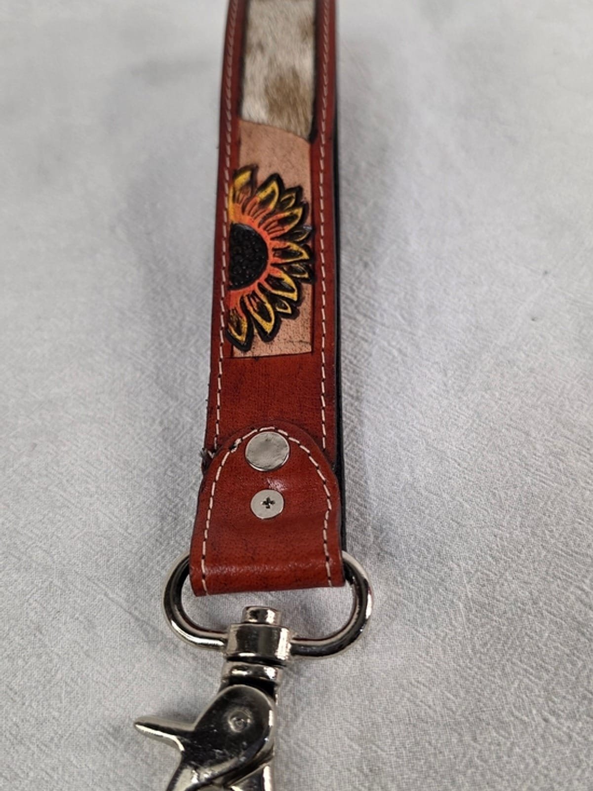 2048 50728830 d48c 4924 ab83 e2803439dbf8 1781590470170 170541144.jpeg Western Tooled Leather Sunflower Wristlet Keychain Cowhide Turquoise Concho Boho