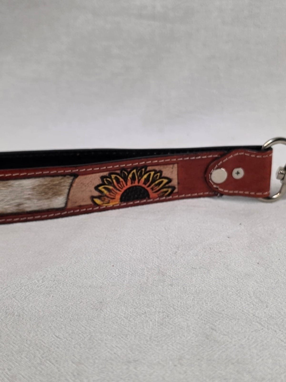 2048 50728830 d48c 4924 ab83 e2803439dbf8 1781590470173 499853753.jpeg Western Tooled Leather Sunflower Wristlet Keychain Cowhide Turquoise Concho Boho