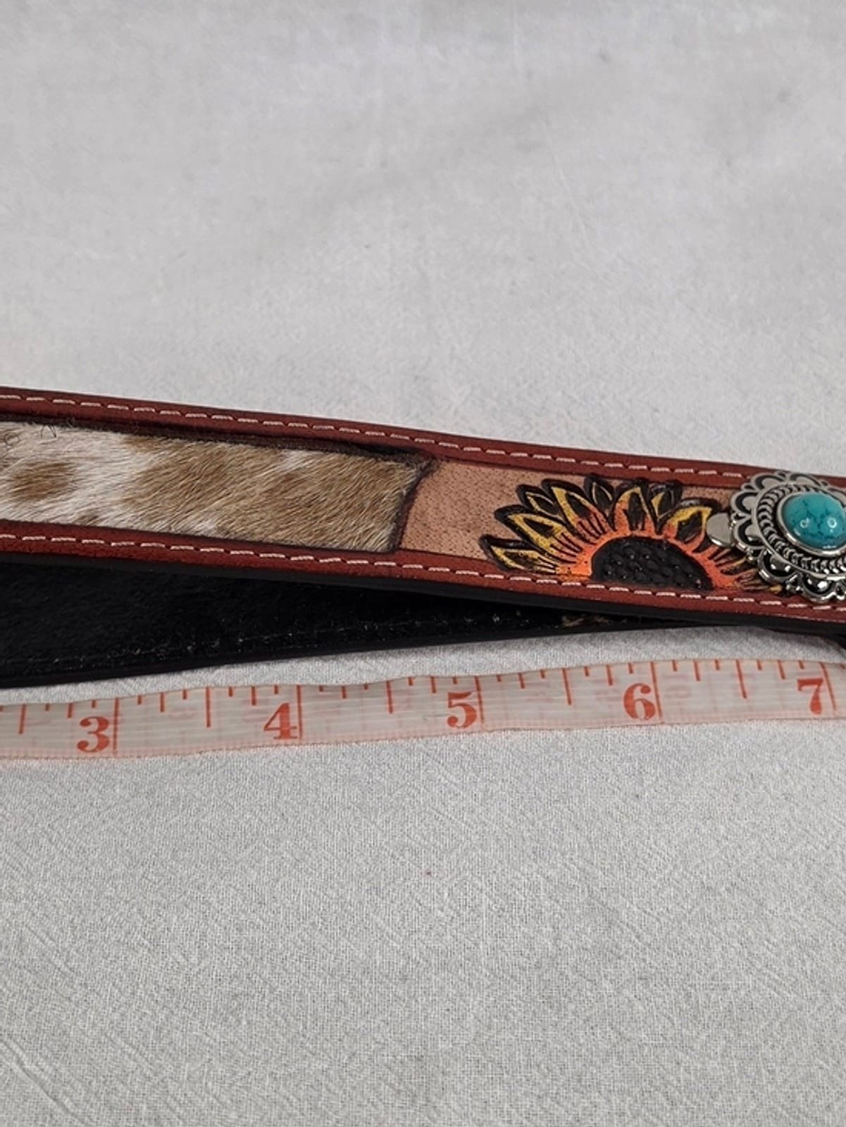 2048 50728830 d48c 4924 ab83 e2803439dbf8 1781590471978 828262022.jpeg Western Tooled Leather Sunflower Wristlet Keychain Cowhide Turquoise Concho Boho