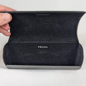 Prada Saffiano Sunglasses Case Black Textured Leather OS Unisex Accessories