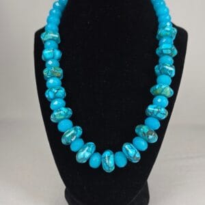 Handmade Chunky Turquoise Magnesite Statement Necklace Natural Stone 163g NEW ​