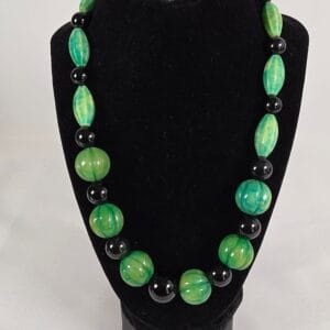 Artisan Chunky Olive Green Statement Necklace Yellow Matrix Onyx 160g NEW