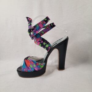 ​Marc Jacobs Geometric Print Silk Satin Wrap Platform Sandals Made in Italy 6 ​D