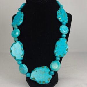 Handmade Chunky Turquoise Magnesite Statement Necklace Natural Stone 150g NEW