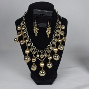 Goldtone Waterfall Bubble Statement Necklace Chunky Layered Fashion Collar NEW