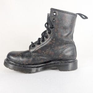 Dr Martens 1460 Black Floral Print Leather Mono 8 Eye Boots Womens 5