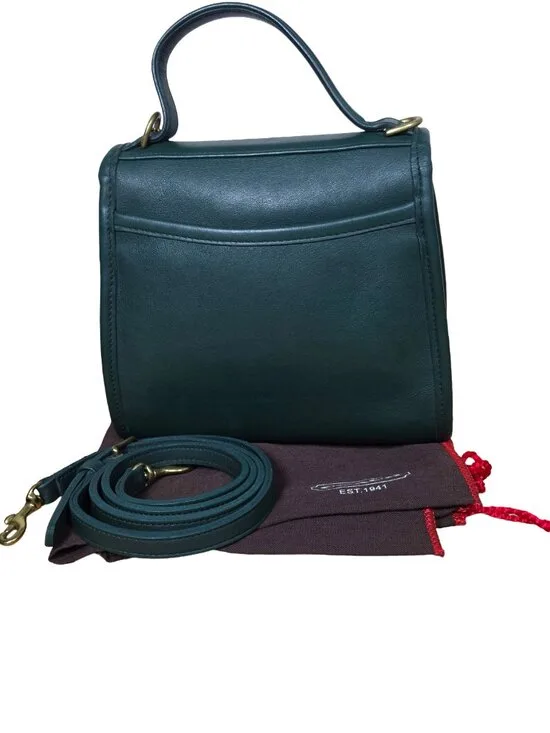 COACH Vintage Regina Top Handle Bag Bottle Green Leather Size