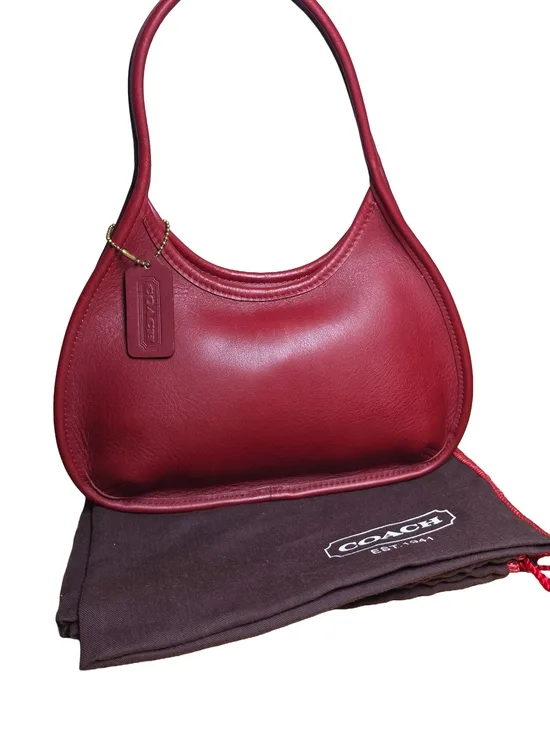 COACH Vintage Ergo Mini Hobo Shoulder Bag Red Leather Size Small
