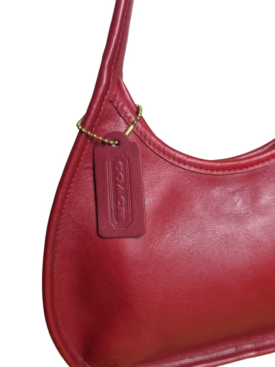 COACH Vintage Ergo Mini Hobo Shoulder Bag Red Leather Size Small